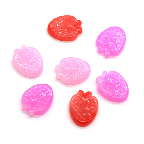 Fantasia mini cabochon in resina a forma di fragola rosso rosa frutta perline decorative melma ornamenti artigianali fatti a mano