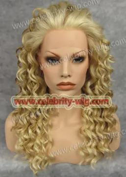 Blonde Highlighted Medium Length Bounce Wavy Rihanna Synthetic Wig