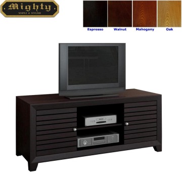 48 inch Wooden TV Cabinet Espresso Slat Solid Wood TV Stand