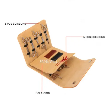 Genuine Leather Scissors Case for 10 Pcs Hair Scissors
