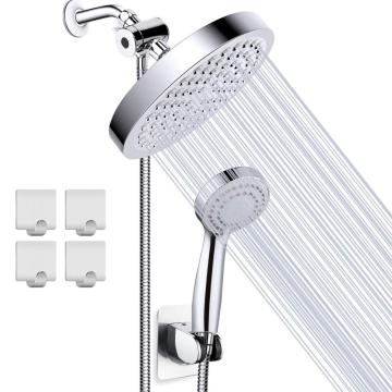 6 Inch Rainfall Shower Head Combo Set with Diverter and Holder Bracket