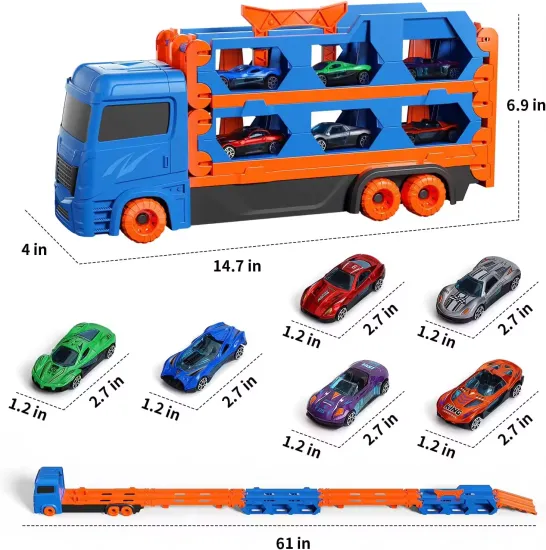 Customizable 3-Layer Metal Transportation Storage Container with Mini Vehicle Models for Kids - Alloy Diecast Toys