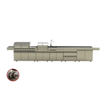 Outdoor Kitchen Cabinets Grill BBQ Island Natural Gas Stainless Steel with Drawers