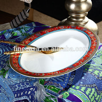 14 Inches Luxury Fine Bone China Oval Plate of Grand Banquet