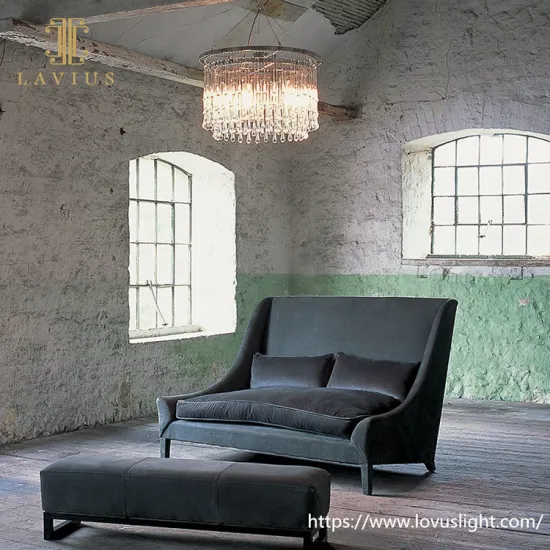 Metal ring glass chandelier Modern trendy design concise style glass chandelier for living room bedroom