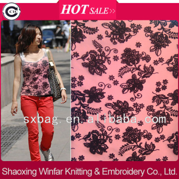 shaoxing winfar DTY spandex scuba knitting flock printing fabric for garment