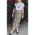 Leopard Skirt for Women Midi Length High Waist