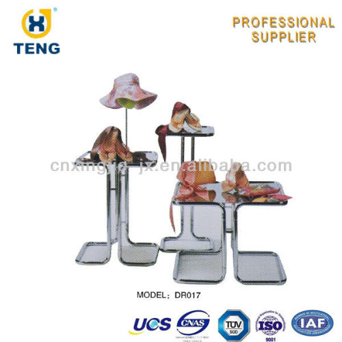 Shoe Store Display Racks Metal Tube Frame with Plastic Table