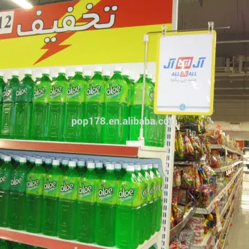 point of sales table stand with store name signs