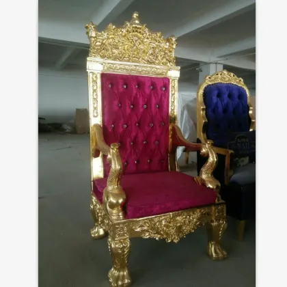 hotel furniture gold frame wood king queen throne