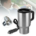 Newest Arrivals Electric Heating Cup Car Travel Coffee Tea Maker 12V 450ml Stainless Steel Mug