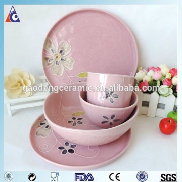 5pcs pink crack glaze ceramic dinnerware