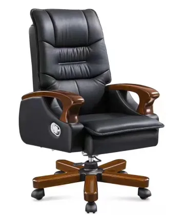 Oak Office Chair Genuine Leather Chair Luxury Executive Chair
