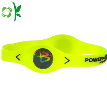 Bandas de bracelete de poder de logotipo em relevo com etiqueta de energia