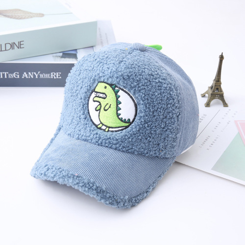 Children corduroy cartoon dinosaur baseball cap