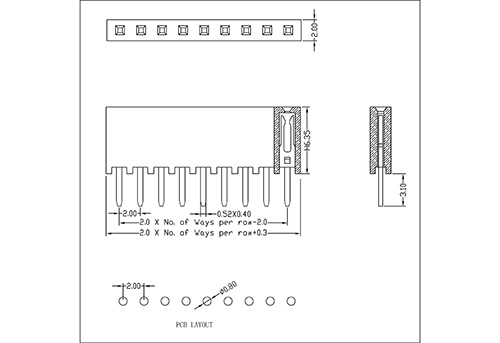 2.0mm (.079'') Single Row Staright Female Pin Header Connectors