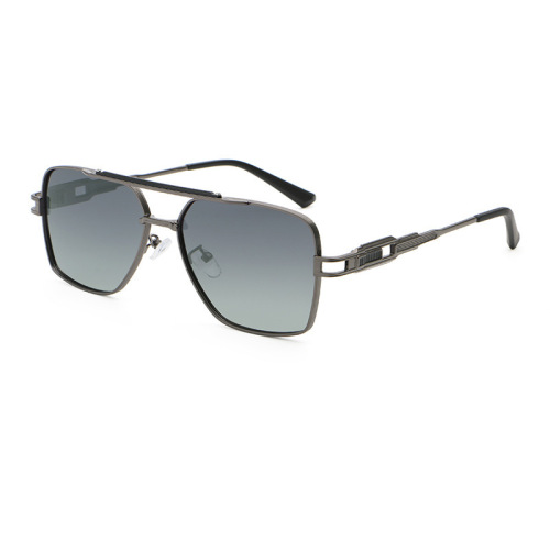 Men Double Bridge Square Metal Aviator Sunglasses