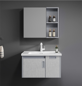 Marble Grey 32inch Aluminium Floating Cabinet with Mirrored Cabinet for Bathroom Vanity - Commercial Price