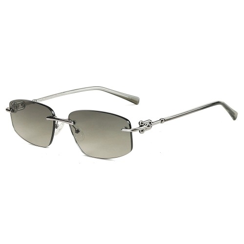Mellume Vintage Rimless Metal Frame PC Lens Sunglasses