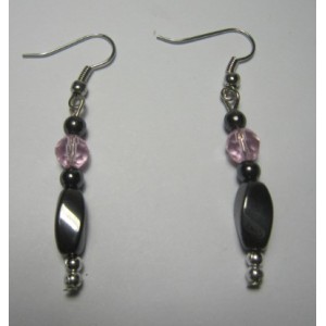 Hematite Earring with silver color finding