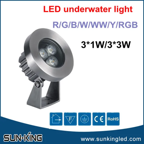 New type heat dissipation warm white/blue/green 3x1W/3x3W underwater led light, led pool underwater lamp 3W/9W