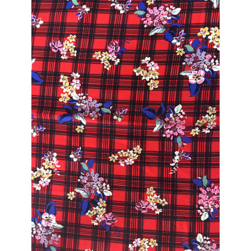 Check Flower Rayon Poplin 45S Light Printing Fabric