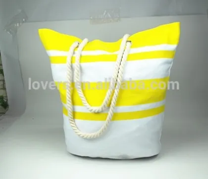supplier reuseable large strip canvas bag/tote bag canvas/canvas beach bag