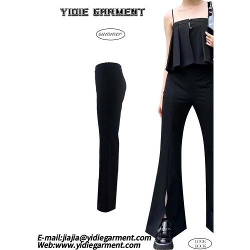 Celah Pinggang Tinggi Slimfit Black Flare Pants