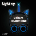 Unicorn Cat Ears LED Lucu Stereo Headphone Kabel