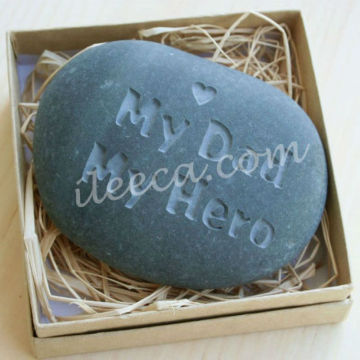 Stone present memory stone with words