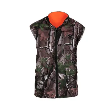 Reversible Insulated Hunting Vest: Camo Orange Blaze Realtree