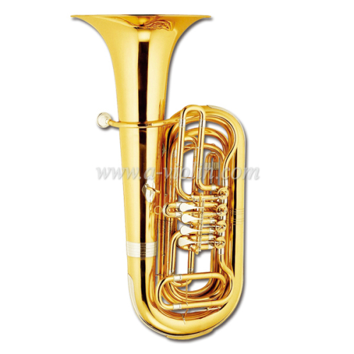 Bb Key Gold Lacquer 4 Valves Rotary Brass Tuba (TU9911)