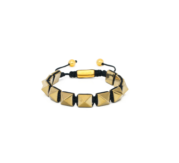 Dubai Wholesale Market Jewelry Products Tower Shape Hematite Beads Gold Metal Charm Woven Bracelet