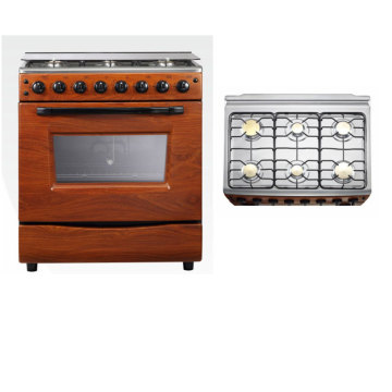 Horno de gas sin acero inoxidable con 5 quemadores y cubierta de vidrio