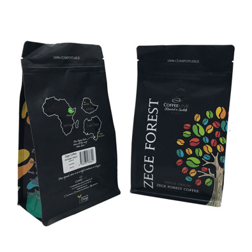 Compostable bioPLA bags with coffee valve