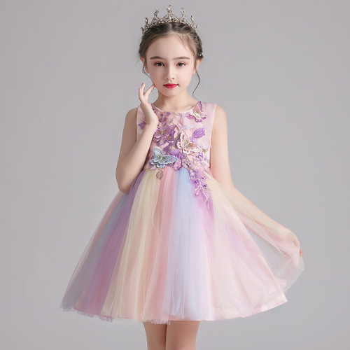 Цветна детска рокля с бална рокля за момиче