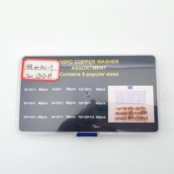 Copper Washer Set - 400 Pcs 9 Sizes M6-M12 with Plastic Box