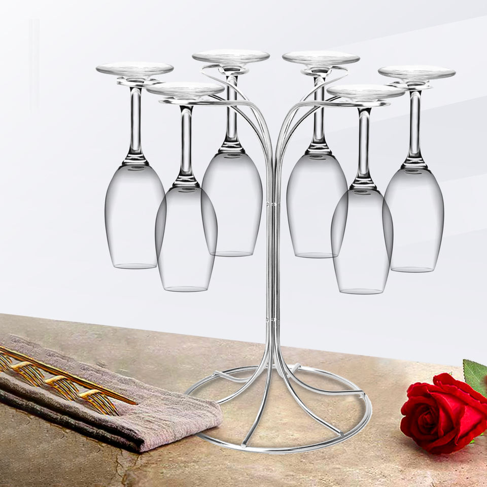 Rotating wine glass and metal goblet drying rack