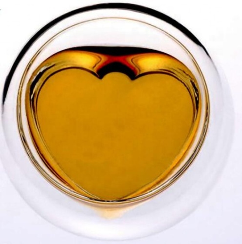 Nuova tazza di tè in vetro a forma di cuore a forma di cuore