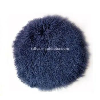 Dyed Color Wholesale Tibetan Mongolian Lamb Fur round cushion