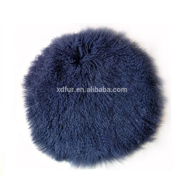 Dyed Color Wholesale Tibetan Mongolian Lamb Fur round cushion