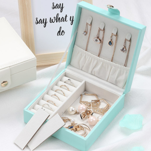 Portable PU Jewelry Box Fashion girl portable PU small jewelery storage box Factory