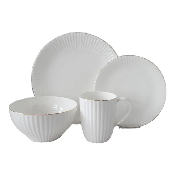 High Quality Wedding Decoration Gold Rim Ceramic Tableware