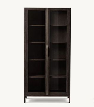 Armoire en verre padoue à double porte vintage en bois à double porte