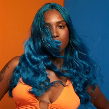 Arika Fog Blue Color Synthetic Lace Front Wigs 29 Inches long Body Wave HD Lace Front Side Part Wig Synthetic hair wigs