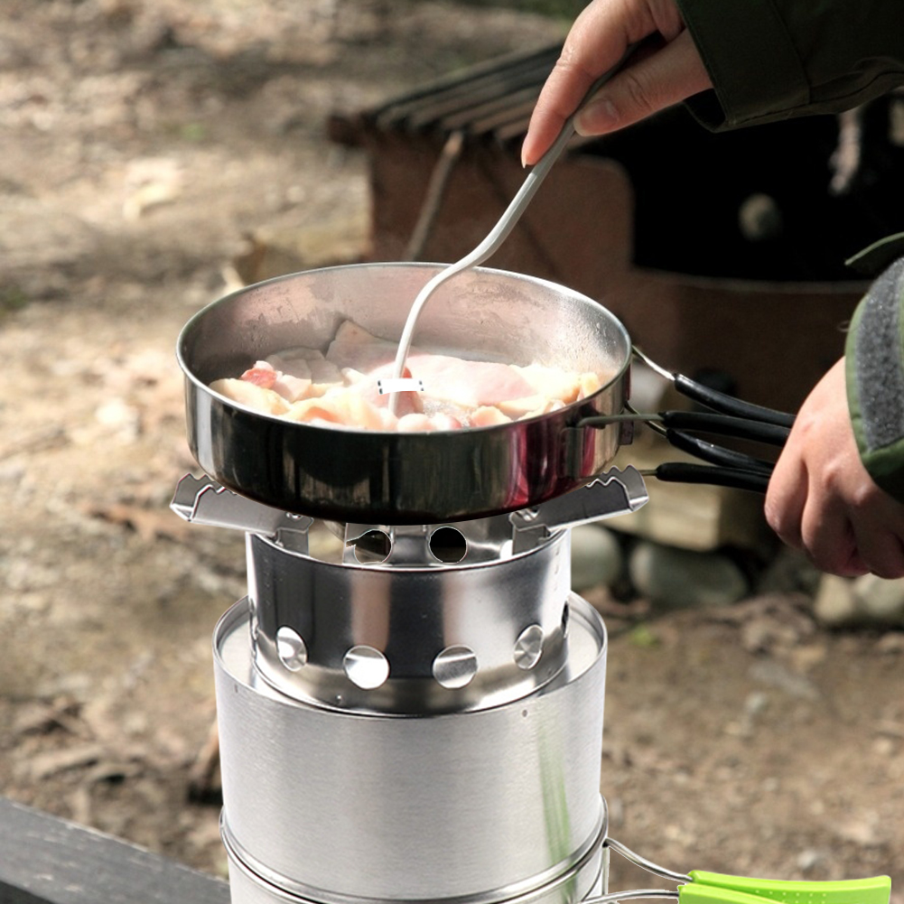 Split Foldable Camping Wood Stove Stainless Steel Portable Outdoor Cooking Alcohol Stove for Backpacking Hiking Fishing Picnic