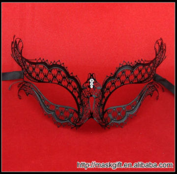 Hot Design Wholesale Luxury Black Metal Laser Cut Face Venetian Masquerade Mask With Rhinestone