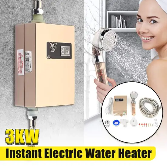 220V 3000W Electric Water Heater Instant Tankless Water Heater Bathroom Shower Multi-purpose Household Hot-Water Heater