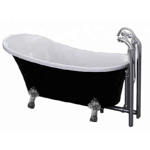 Double Clawfoot Tub Black Freestanding Bathtub 1600mm