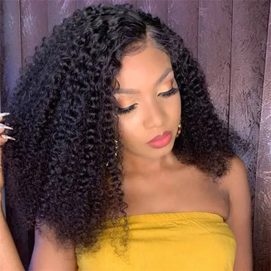 Wholesale Cheap Raw Indian Virgin Kinky Curly Human Hair Hd Full Lace Frontal Wig Natural Human Hair Transparent Lace Front Wig